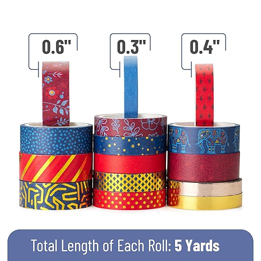 Mr. Pen Washi Tape Set, 15 Rolls, Gilded Grandeur, Metallic Foil, Decorative Tape, Washi Tapes, Scrapbook Tape, Scrapbook Washi Tape, Craft Tape, Washy Tape