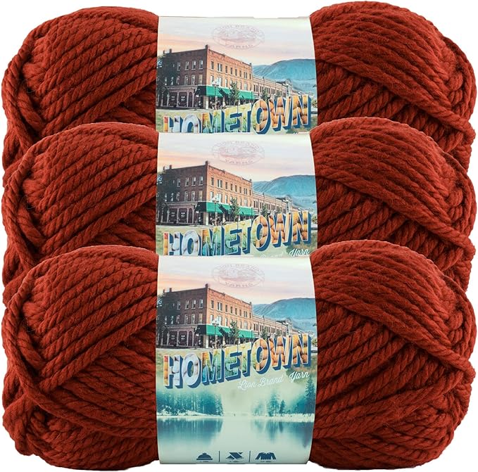 Lion Brand Yarn Hometown Yarn, Super-Bulky Yarn for Knitting, Crocheting, and Crafting, 3 Pack, Tampa Spice