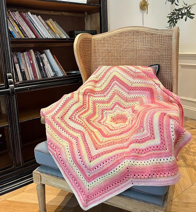 Crocheting Knitting-Gradient Cake Yarn, Soft Multicolor Medium-Fine Blended Yarn, Weight 100 Grams, Contains 60% Cotton 30% Acrylic 10% Wool. Suitable for Scarf, Gloves, Shawl, Blanket.(1169)