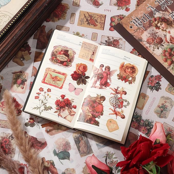 Vintage Ephemera Sticker Book 480 Pre Cut Washi Stickers for Journaling Junk Journal Sticker Book Scrapbooking Supplies Bullet Journal Supplies