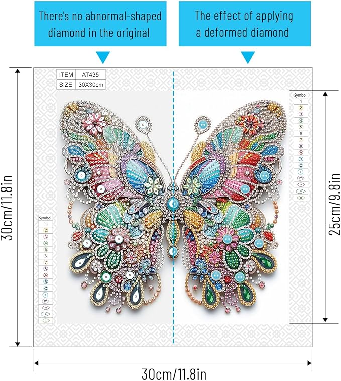 LazyFold Diamond Art Painting Kits for Adults, DIY Butterfly 5D Special Shape Diamond Art Kits, Crystal Rhinestones Diamond Gem Art Painting for Home Wall Decoration 12×12inch