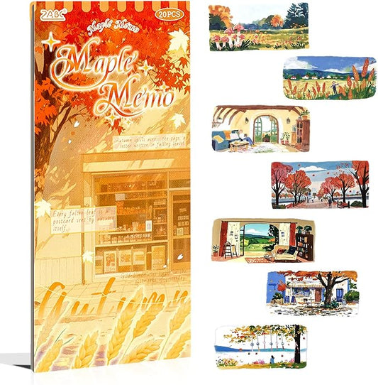 Journal Sticker Book for Junk Journaling, Transparent PET Seasons Landscape Stickers for Scrapbook Supplies, Scrapbooking, 20 Large Pre-Cut Stickers Sheets 9.25 x 6.65 inches