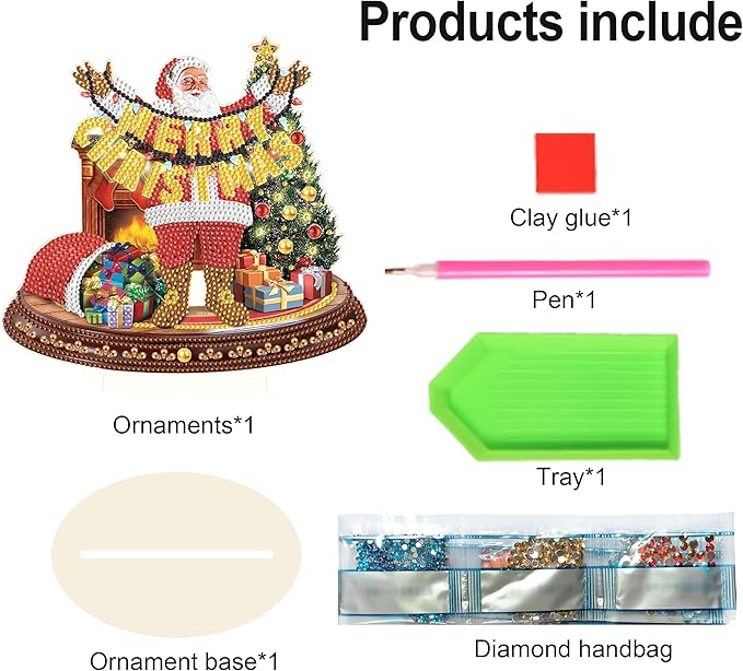 MVVMTOP Christmas Diamond Art Tabletop Decoration, DIY Merry Christmas, Diamond Art 5D Special Shape Crystal Diamond Partial Diamond Painting Mosaic Handicraft, Home Office Tabletop Decor Gift
