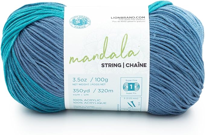 Lion Brand Yarn Mandala String, Fingering Yarn for Knitting and Crochet, Tune, 1 Pack