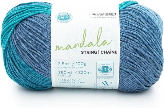 Lion Brand Yarn Mandala String, Fingering Yarn for Knitting and Crochet, Tune, 1 Pack