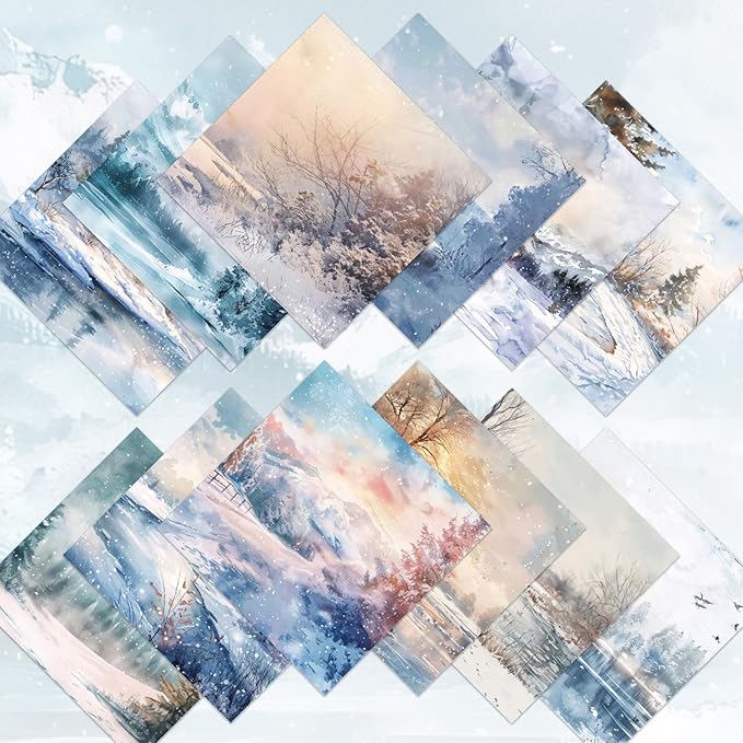Aesthetic Scrapbook Paper Holiday Themed Pattern Paper 6×6,24 Sheets Single-Sided Boho Scrapbooking CardStock Papers Pad for Holiday Cardmaking DIY Origami Journaling.