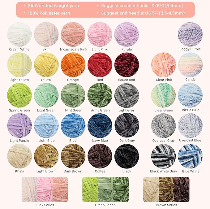 NICEEC 3 Skeins Soft Chenille Yarn Blanket Yarn for Knitting Fancy Yarn for Crochet Weaving DIY Craft Total Length 3×85m (3×93yds, 3×50g)_Yellow