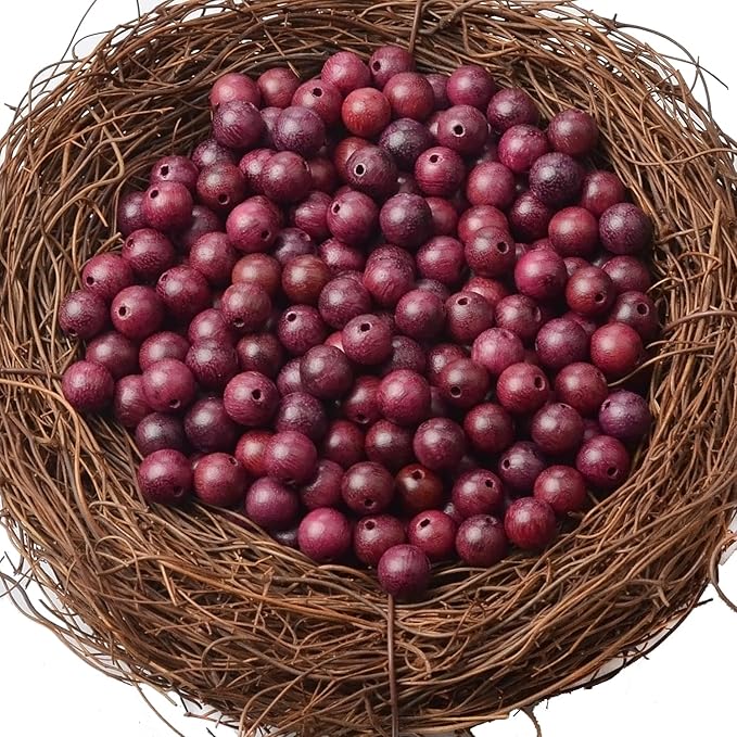 6mm Massive Beads Natural Wooden Round Loose Beads Jewelry Making with Thread 200 PCS(Violet Wood, 6mm)