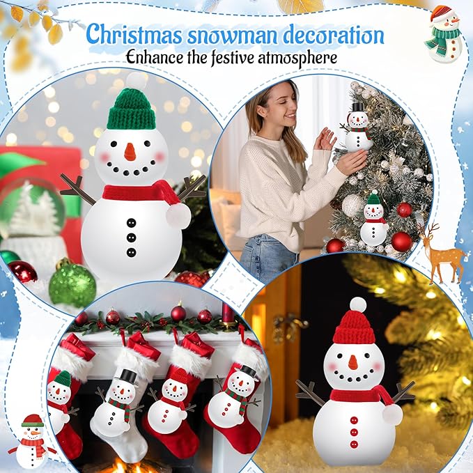 Guiqulai 520 PCS Snowman Craft Kit Snowman Hats for Crafts Christmas Carrot Noses Buttons Mini Black Magician Hats Knit Scarves Trigeminal Hand for Winter Christmas Supplies Decor, Excluding Snowmen