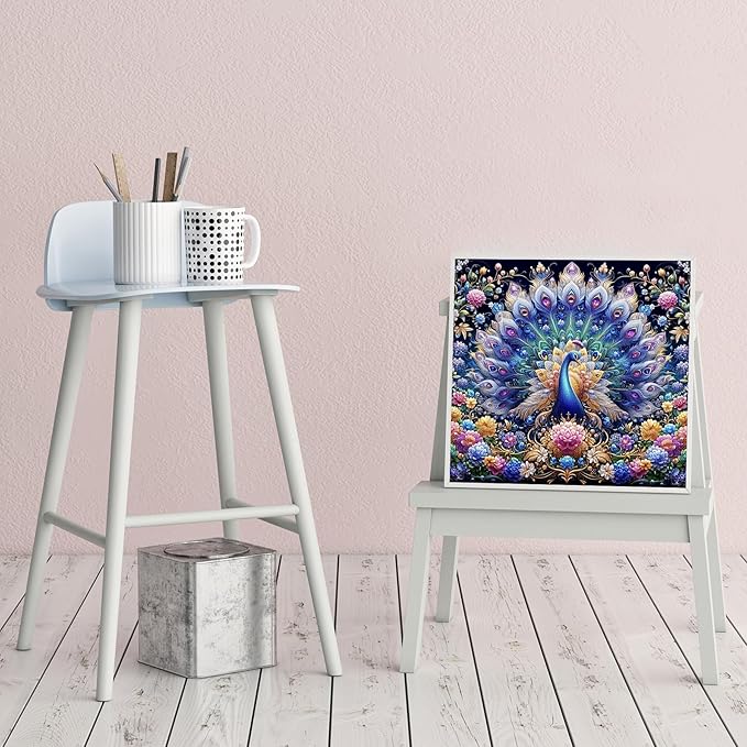 CZYWJMEI 5D Peacock Diamond Painting Kits for Adults Beginners,DIY Flowers Suitability Friends Diamond Art,Full Round Drill Diamond Dot Gem Art Kits,Home Wall Decor 12x12 Inch
