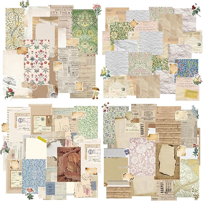 Gemmapylor 440PCS Vintage Scrapbook Paper,Junk Journal Ephemera Kit with 360 Decorative Papers & 80 Vintage Stickers, Aesthetic Journaling Supplies for Scrapbooking, Planner, DIY Crafts