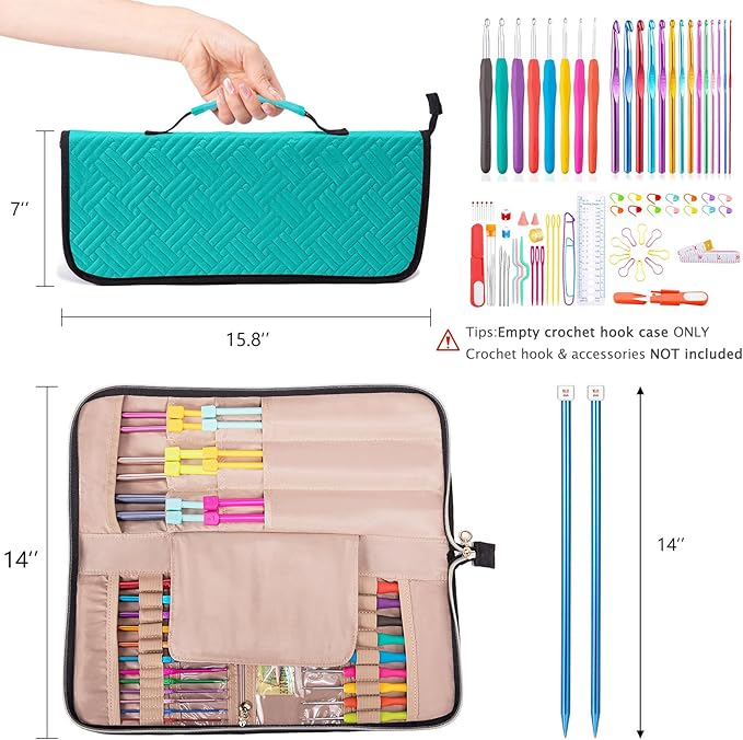 Knitting Needles & Crochet Hook Case - Empty (up to 14 Inches) - Knitting & Crochet Accessories Organizer