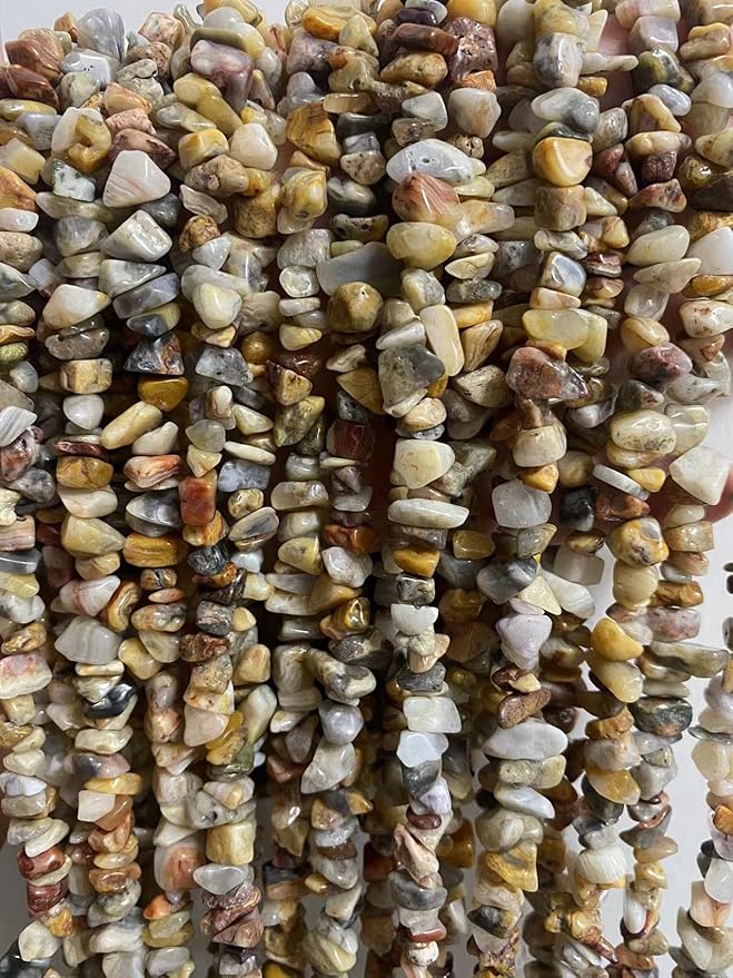 5-8mm Natural Crazy Lace Agate Gemstone Chips Beads Healing Crystals Waist Bracelets Necklace Kit Irregular Stone DIY Crafts Design Jewelry Making