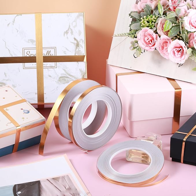 Zonon 3 Sizes Gold Self Adhesive Polyester Film Tape, Gold Washi Tape for Car Furniture Graphic Arts Walls Decor, 55 yds(5/10/15mm)