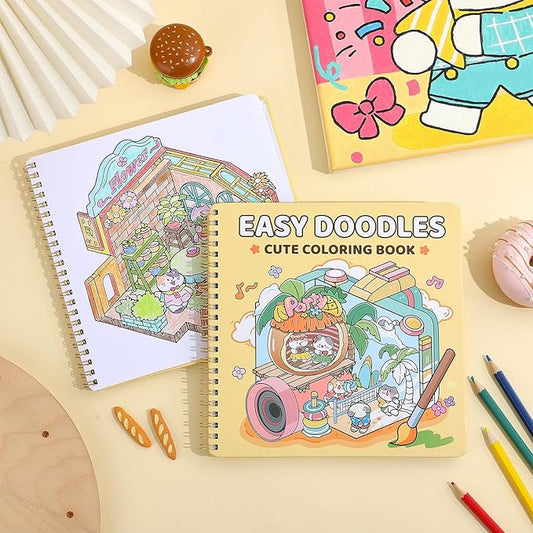 Adult Coloring Book, 30 Pages Cartoon Scene Coloring Books to Relax and Relieve Anxiety, Gift for Mother's Day, Birthdays, Christmas, Anniversaries