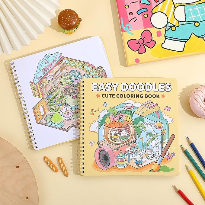 Women's Coloring Book, 30 Pages Cartoon Scene Coloring Books for Adult to Relax and Relieve Anxiety, Gift for Mother's Day, Birthdays, Christmas, Anniversaries