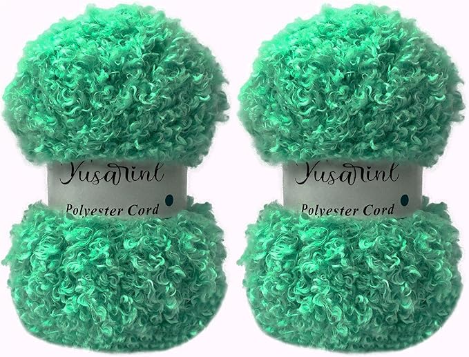 (32 Colors Available) Yusarinl 2 Skeins Teddy Bear Yarn,Fuzzy Yarn for Crochet Polyester Plush Fur for Crafts Fluffy Fuzzy for Knitting(6.7 oz, 80 yds)-Middle Blue Green