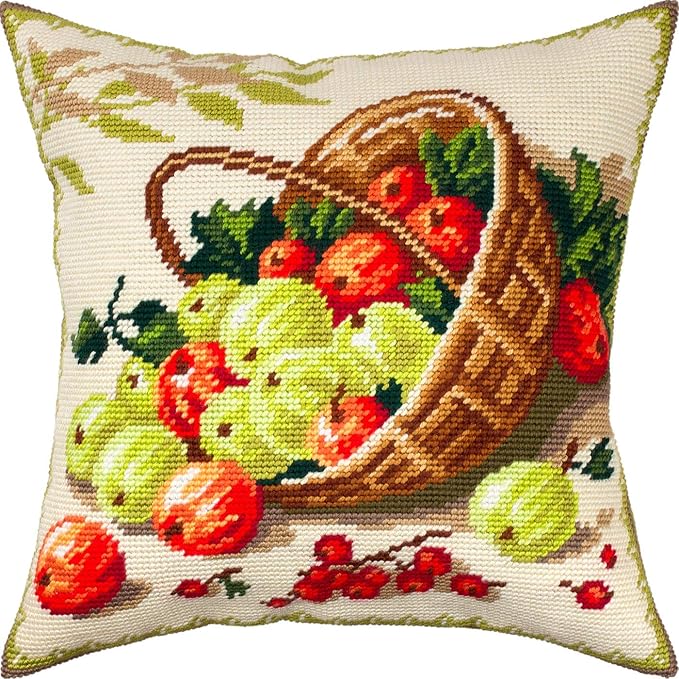 Gooseberry. Needlepoint Kit. Throw Pillow 16×16 Inches. Printed Tapestry Canvas, European Quality