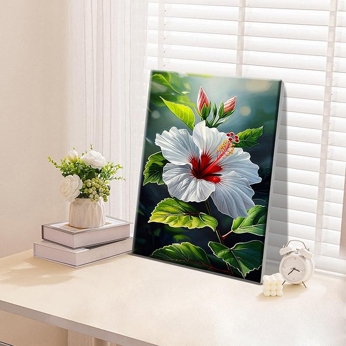 ATDMS Paint by Numbers Kit for Adults Flowers Paint by Numbers with Frame DIY Floral Paint by Number with Easel Adult Paint by Number Kits on Canvas Framed for Gift Home Wall Decor 8x12 Inch