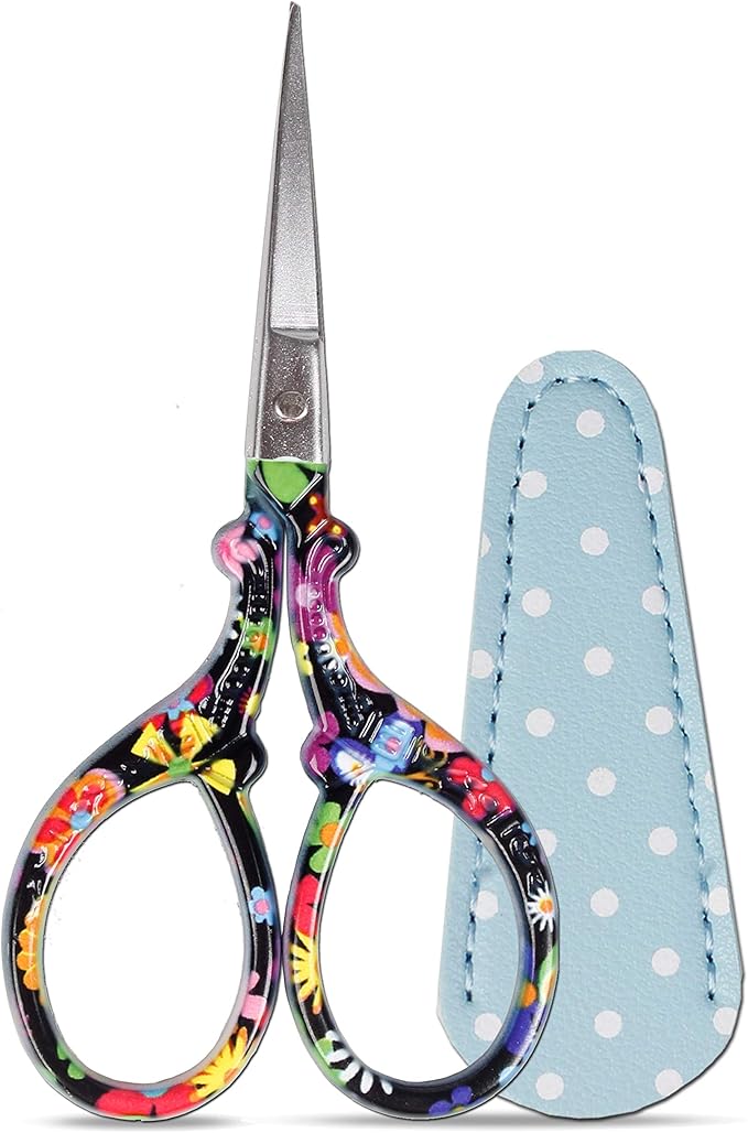 Sewing scissors sharp Embroidery Crafting Threading Scissors with Leather Scissors Cover for Needlework Craft Art Work Manual Handicraft DIY Tool