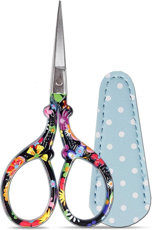 Sewing scissors sharp Embroidery Crafting Threading Scissors with Leather Scissors Cover for Needlework Craft Art Work Manual Handicraft DIY Tool