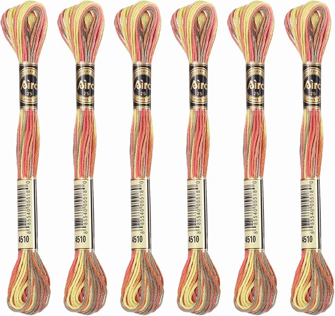PATIKIL 6 Skeins Embroidery Floss, Polyester Embroidery Threads Bracelets String for Cross-Stitch Hand Embroidery, Orange Yellow