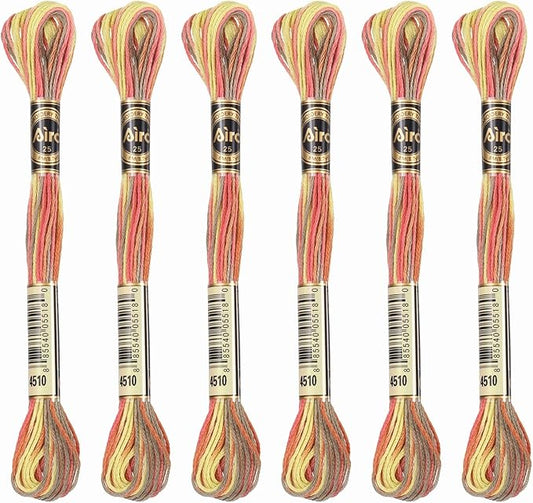 PATIKIL 6 Skeins Embroidery Floss, Polyester Embroidery Threads Bracelets String for Cross-Stitch Hand Embroidery, Orange Yellow
