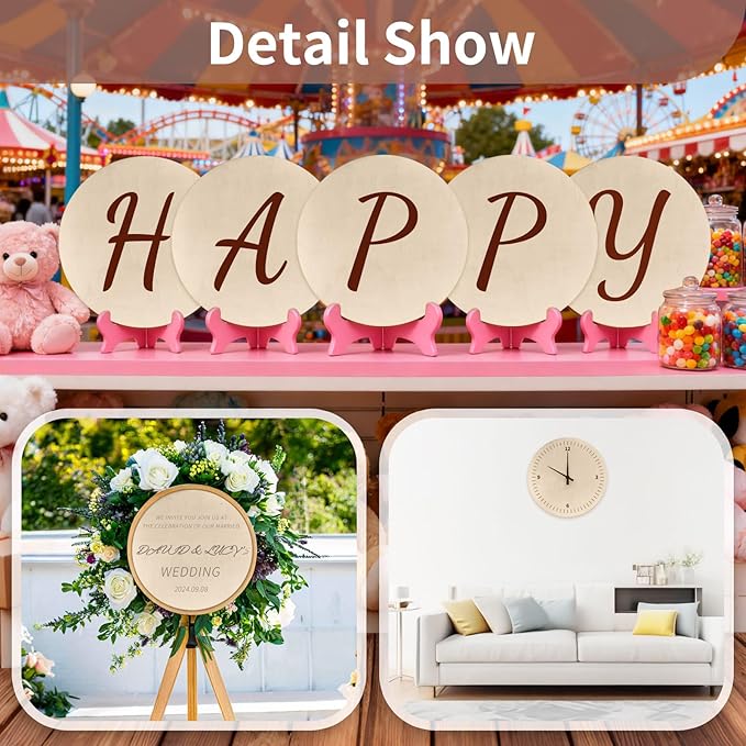 12 Inch Unfinished Wood Circles for Crafts, Wood Rounds Plaques for Cricut Crafts, Wooden Discs for Door Hanger Sign, Painting, Wood Burning, Christmas Home Décor(5Pcs Circle w/o Holes)