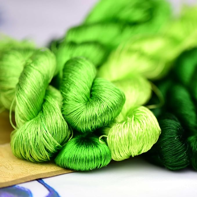 Natural Mulberry Silk Embroidery Thread – 8 Colors, 110m Each, Premium Hand-Dyed Silk Floss for Hand Embroidery, Cross-Stitch, and Needlework (01)