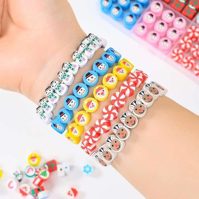 600pcs Polymer Clay Beads Friendship Bracelet Making kit Cute Fun Charms Beads for Bracelet Making DIY Arts Crafts Birthday Gifts Toys for Kids Girls Age 4-13 Christmas