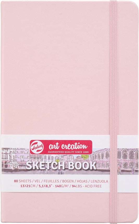 tarens t9314-012m art creations sketchbook, drawing notebook, 5.1 x 8.3 inches (13 x 21 cm), pastel pink, thickness: 4.9 oz/sq ft (140 g/m2), fine, acid free paper, 80 sheets bound