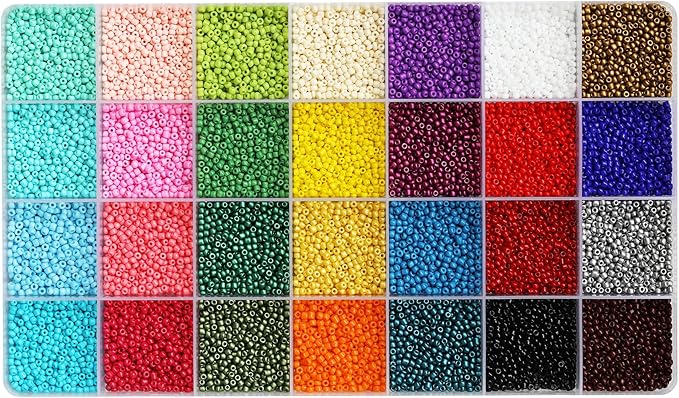 Size 2mm Seed Beads About 16800pcs 28 Colors in Grid Storage Box 12/0 Small Seed Beads for Bracelet Jewelry Making