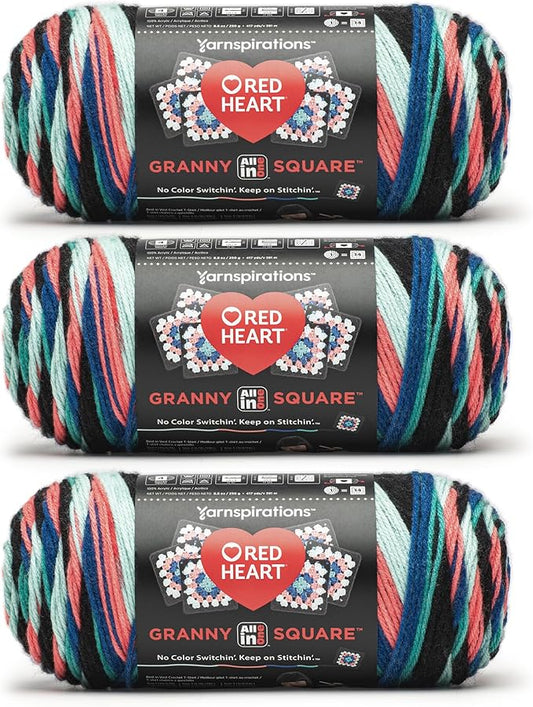 Red Heart All in One Granny Square Pop Culture 3 Pack of 250g Yarn