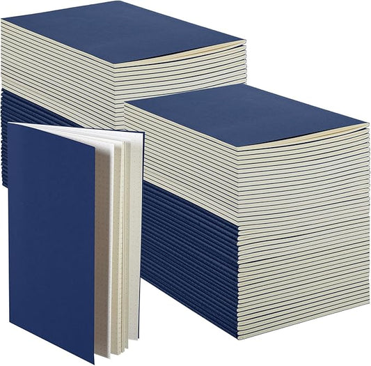 mimorou 100 pcs journals notebooks bulk - kraft softcover a5 small notebooks 5.5 inch x 8.3 inch notepads with 60 page 30 sheet for writing sketch travel office supplies(navy,dot)