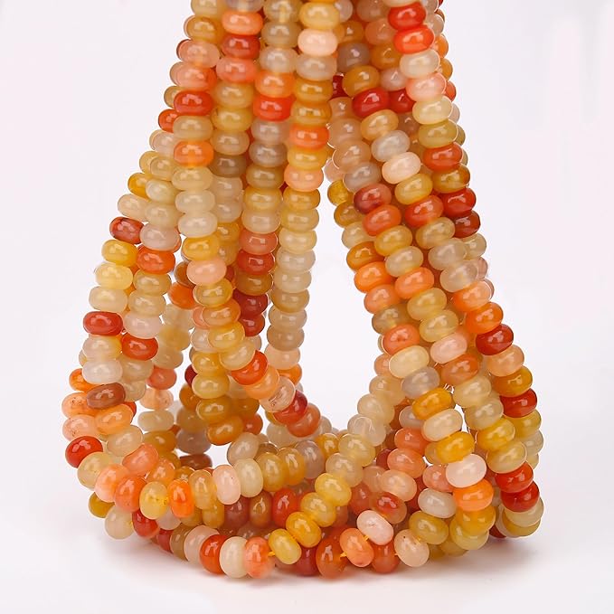 2 Strands (150PCs) Natural Golden Silk Jade Rondelle Beads, 5 * 8mm Gemstone Loose Spacer Abacus Disk Beads for DIY Bracelet Necklace Earrings Jewelry Making, Craft Supplies Beading Kit