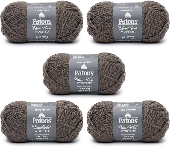 Patons Classic Wool Heath Heather Yarn - 5 Pack of 3.5oz/100g - Wool - 4 Medium - 210 Yards - Knitting/Crochet