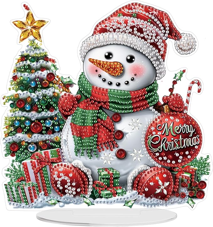 Diamond Art Kits for Adults, Christmas Snowman, Special Shaped Rhinestone Diamond Art Christmas Ornaments, Cute Snowman, DIY Diamond Art Painting Desktop Ornament Gem Art crafts for Adults Home Decor