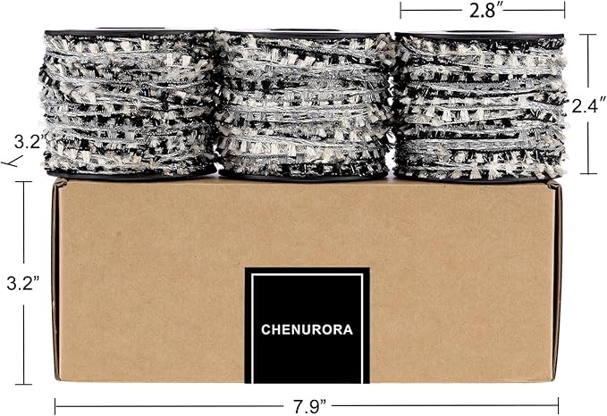Artisanal Yarn Collection Multifiber Fancy Yarn for Knitting Crocheting Crafts DIY, Set of 3 Rolls (Silver Mist & Black Weave)