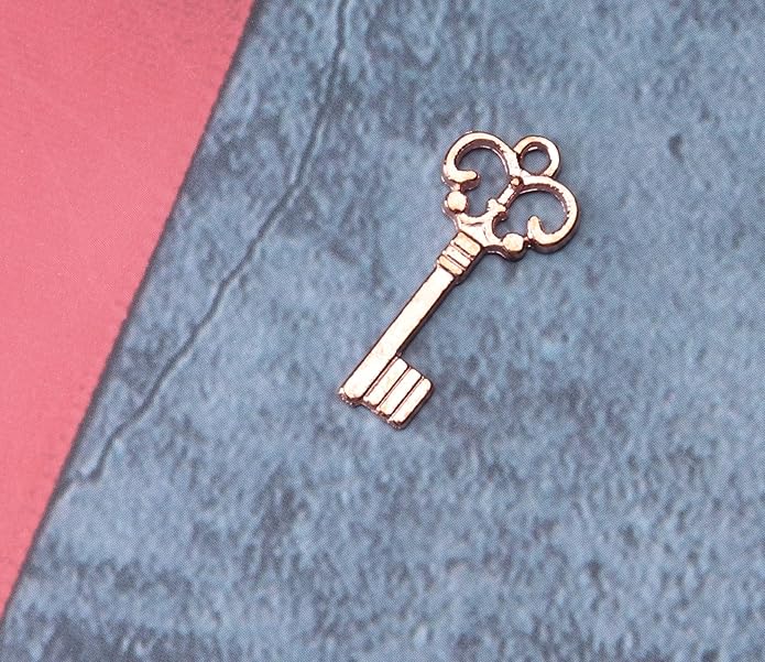 50 Pcs Keys Pendants Beading Supplies Vintage Metal Mini Key Charms for DIY Jewelry Making Kit Handmade Necklace Bracelet Key Ring Chain Earring Party Decoration