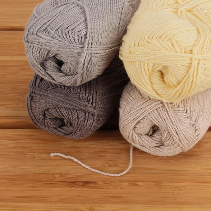 JubileeYarn Cotton Select Yarn - 50g/Skein Sport Weight - Shades of Grey - 4 Skeins
