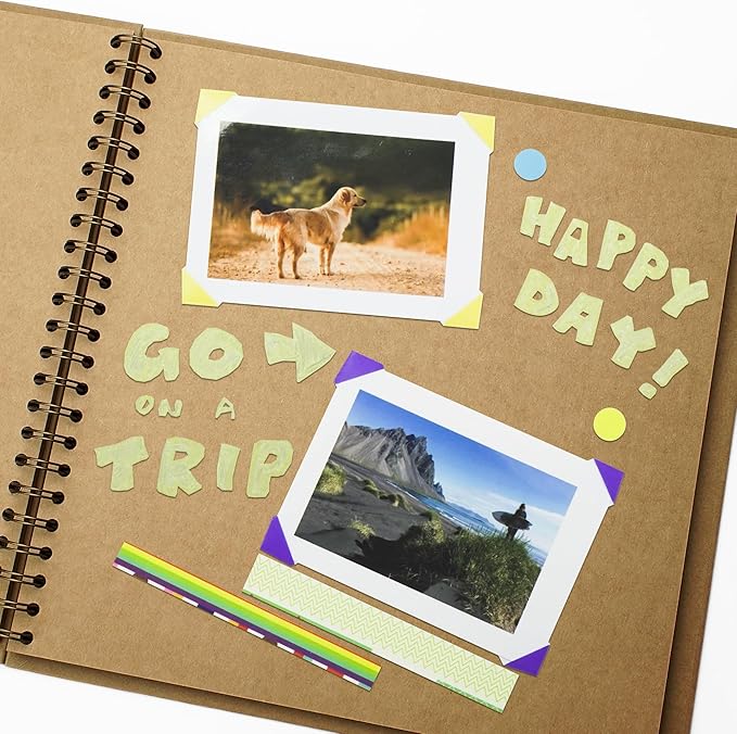 Yopih 12 x 12 Inch DIY Scrapbook Photo Album Hardcover Kraft Blank Page Acid-Free, 100 Pages (50 Sheets) Memory Book for Wedding Anniversaries Family Baby Memories Small Scrapbooking Projects, Yellow