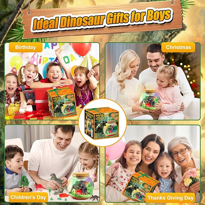 dinosaur activities toys-dinosaur terrarium craft kits for boys-birthday gifts for kids age 4 5 6 7 8 years old