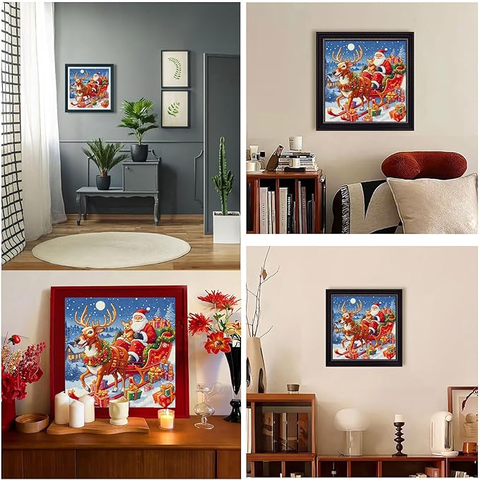 Zhenqing Santa Claus Cross Stitch Kit – 11CT 9.45x9.45in Aida Cloth with Gifts, Bells & Snowflakes – Festive Holiday Embroidery for Christmas Decor(67915)