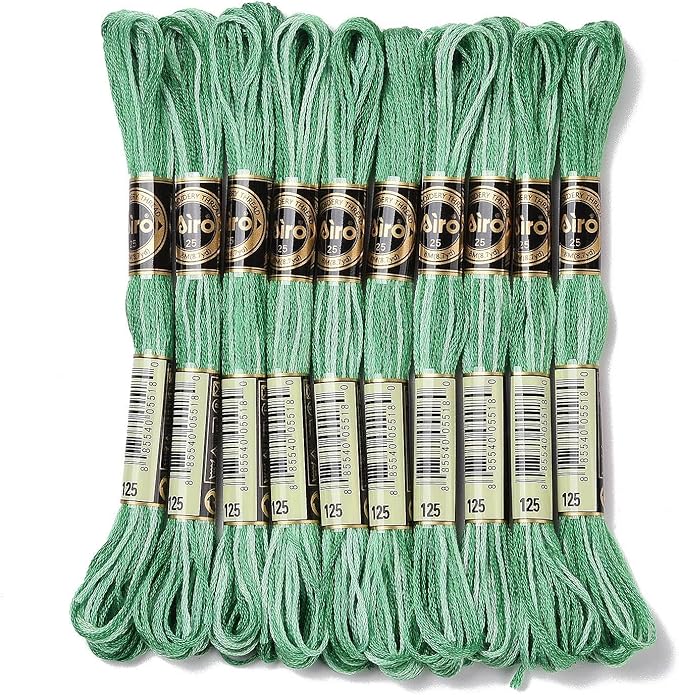 FASHEWELRY 10 Skeins Embroidery Floss Friendship Bracelet String Threads 6-Ply 0.5mm Sea Green Cross Stitch Embroidery Thread for Sewing Bracelet Making Stitching Crafts