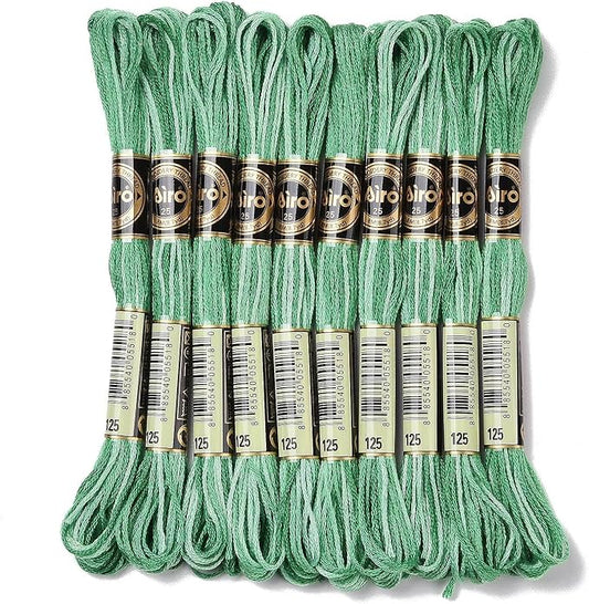 FASHEWELRY 10 Skeins Embroidery Floss Friendship Bracelet String Threads 6-Ply 0.5mm Sea Green Cross Stitch Embroidery Thread for Sewing Bracelet Making Stitching Crafts