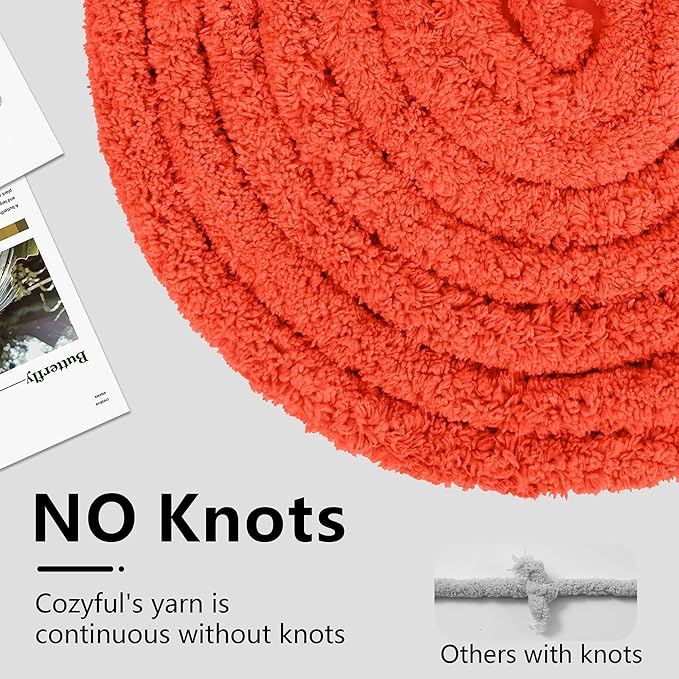 Chunky Yarn for Hand Knitting - #10 Chunky Chenille Yarn, Jumbo Big Thick Chunky Yarns for Crocheting, Super Bulky Chunky Knit Blanket Yarns, 8 Skein (25 yds 8 oz Each Skein), Solar Orange
