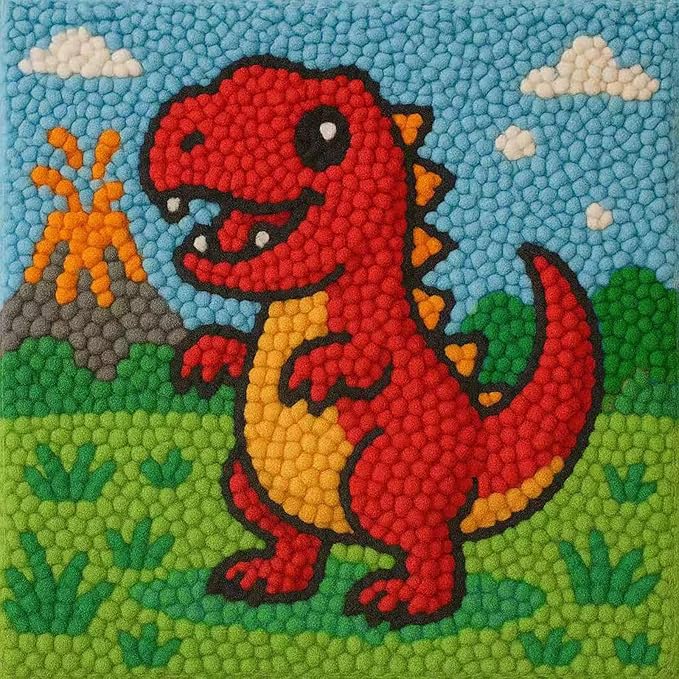 Latch Hook Kits for Kids Adults DIY Rug Tapestry Kits with Printed Canvas Embroidery Kits Festival Christmas Gifts Home Decoration (Dinosaur)
