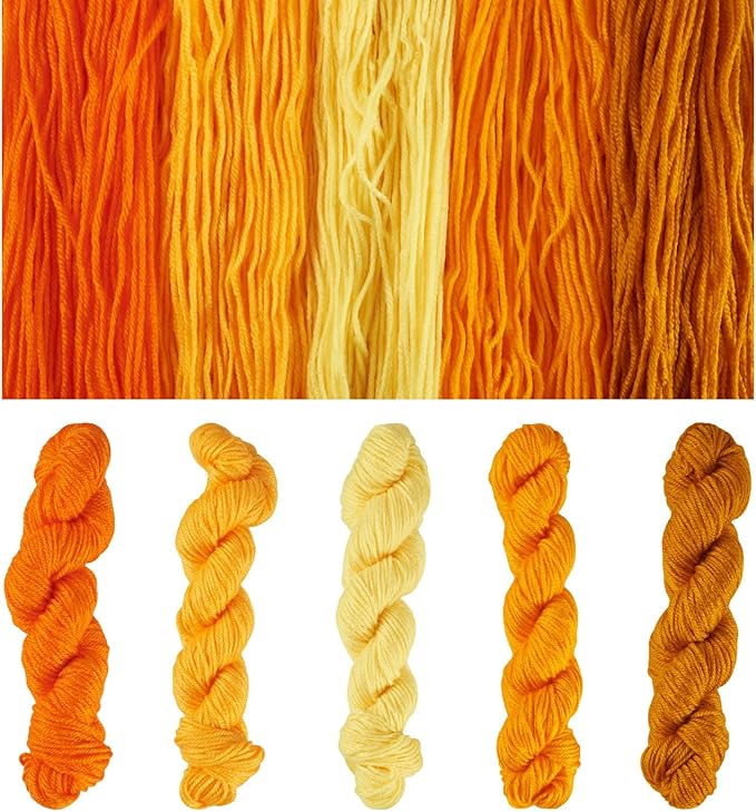 Cheriswelry 5 Skeins Yellow Craft Sewing Cord Threads for Weaving Soft Acrylic Fiber Yarn for Knitting 2.2mm Multicolor Skeins Yarn kit for Crochet Beginners Adults