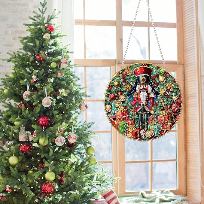 Genius maker Christmas Diamond Art Hanging Kits for Adults, Diamond Painting Pendant Kits, DIY Acrylic 5D Special Shaped Crystal Diamonds Gem Art Painting Ornament for Home Wall Decor Gift