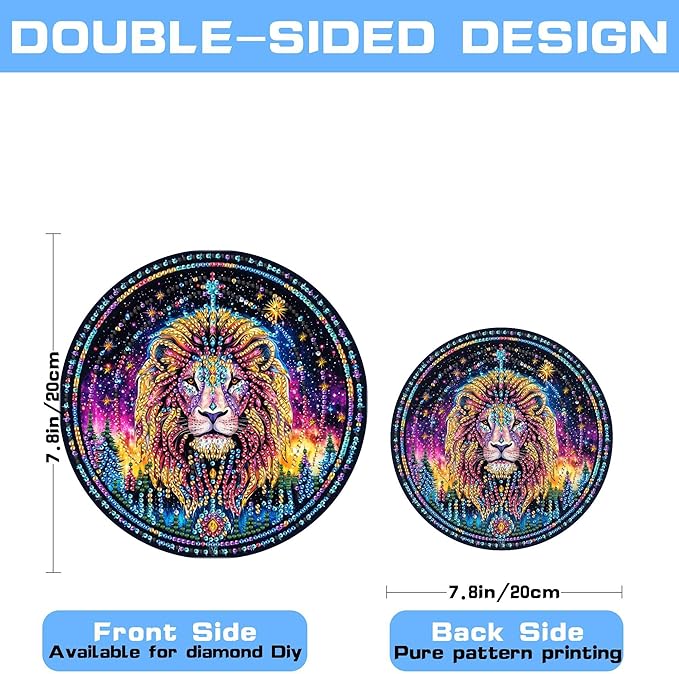 VAIIEYO Lion Diamond Art Hanging Ornament, Animal Diamond Painting Suncatchers Window Hanging Kit with Chain, 7.5x7.5 inch Crystal Pendant Art Craft for Gift Home Wall Front Door Decoration